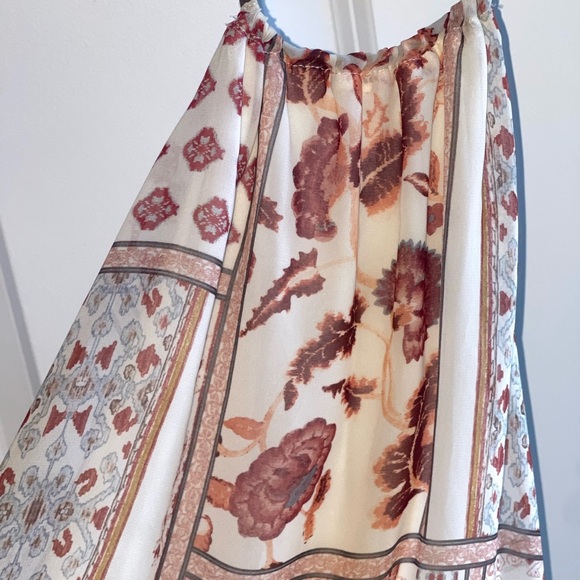 BAILEY 44 Toubakal Chiffon Halter Floral High Low Bohemian Cream Brown Leather M - Picture 7 of 12